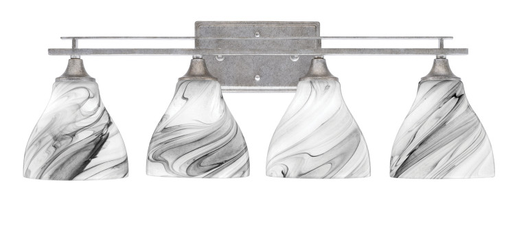 Toltec Lighting - 134-AS-4769 - Four Light Bathroom Lighting - Uptowne - Aged Silver