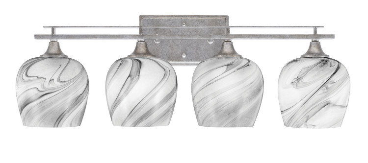 Toltec Lighting - 134-AS-4819 - Four Light Bathroom Lighting - Uptowne - Aged Silver