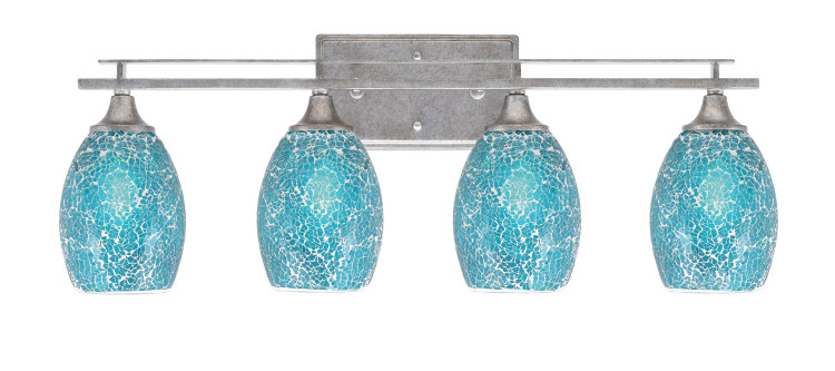 Toltec Lighting - 134-AS-5055 - Four Light Bathroom Lighting - Uptowne - Aged Silver