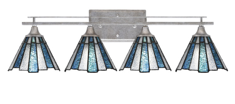 Toltec Lighting - 134-AS-9325 - Four Light Bathroom Lighting - Uptowne - Aged Silver
