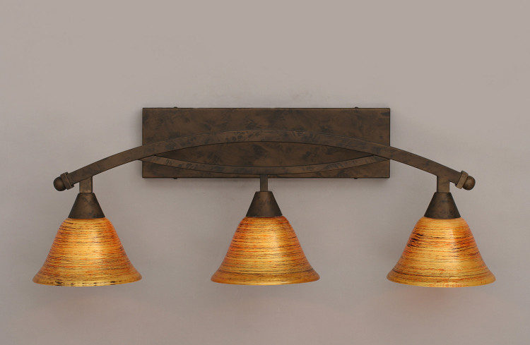 Toltec Lighting - 173-BRZ-454 - Three Light Bath Bar - Bow - Bronze Toltec Lighting - 173-BRZ-454 - Three Light Bath Bar - Bow - Bronze