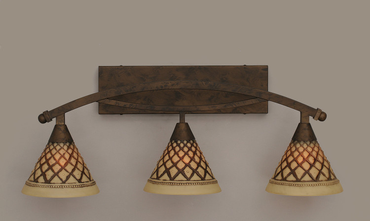 Toltec Lighting - 173-BRZ-7185 - Three Light Bath Bar - Bow - Bronze Toltec Lighting - 173-BRZ-7185 - Three Light Bath Bar - Bow - Bronze