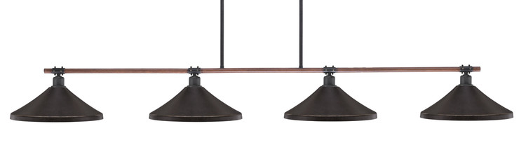 Toltec Lighting - 1744-422-DG - Four Light Billiard/Island - Blacksmith - Painted Wood-Look & Dark Granite