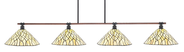 Toltec Lighting - 1744-911 - Four Light Bar - Blacksmith - Painted Wood-look Metal & Dark Granite