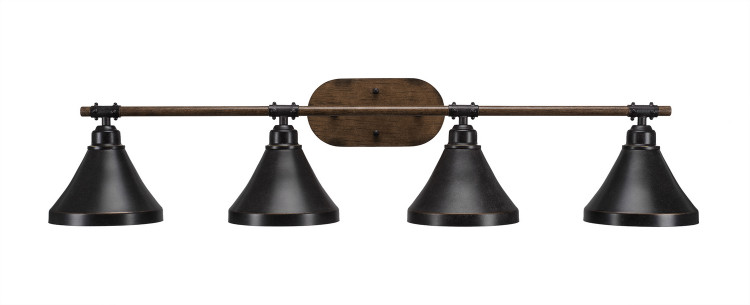 Toltec Lighting - 1754-410-DG - Four Light Bath Bar - Blacksmith - Painted Wood-Look & Dark Granite