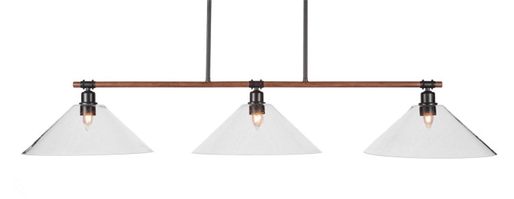 Toltec Lighting - 1763-308 - Three Light Island Pendant - Blacksmith - Painted Wood-Look & Dark Granite