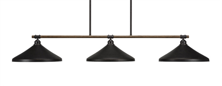 Toltec Lighting - 1763-422-DG - Three Light Island Pendant - Blacksmith - Painted Wood-Look & Dark Granite