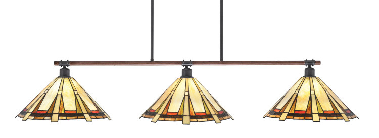 Toltec Lighting - 1763-934 - Three Light Bar - Blacksmith - Painted Wood-look Metal & Dark Granite