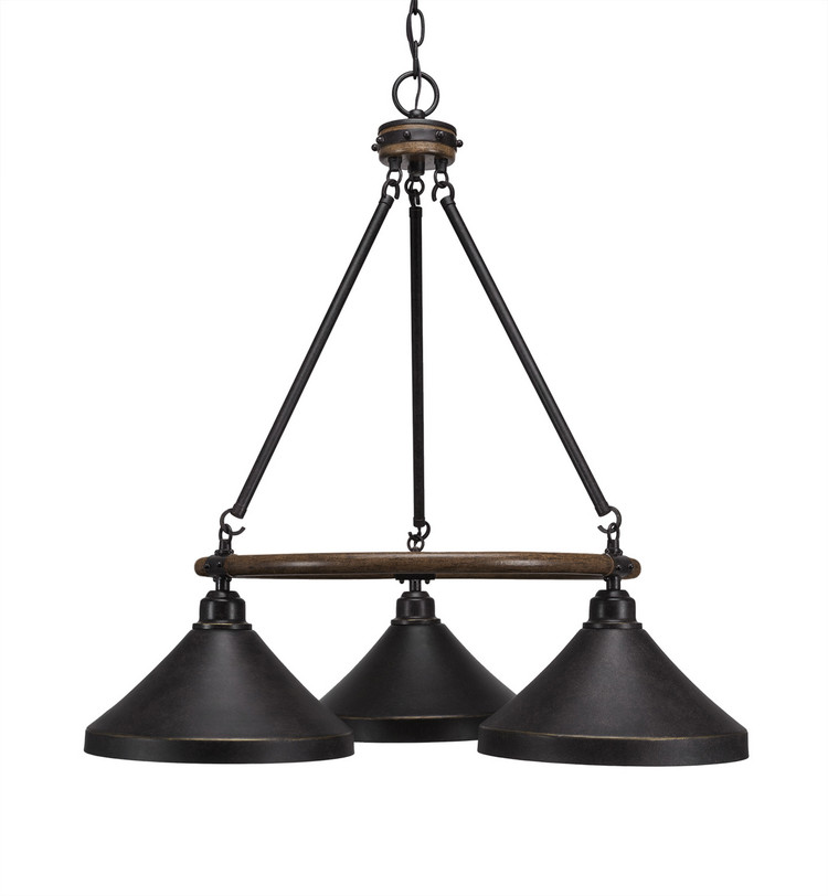 Toltec Lighting - 1766-418-DG - Three Light Chandelier - Blacksmith - Painted Wood-Look Metal & Dark Granite