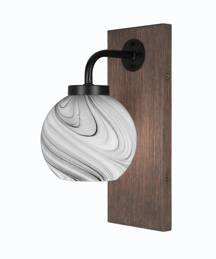 Toltec Lighting - 1771-MBDW-4109 - One Light Wall Sconce - Oxbridge - Matte Black & Painted Distressed Wood-look