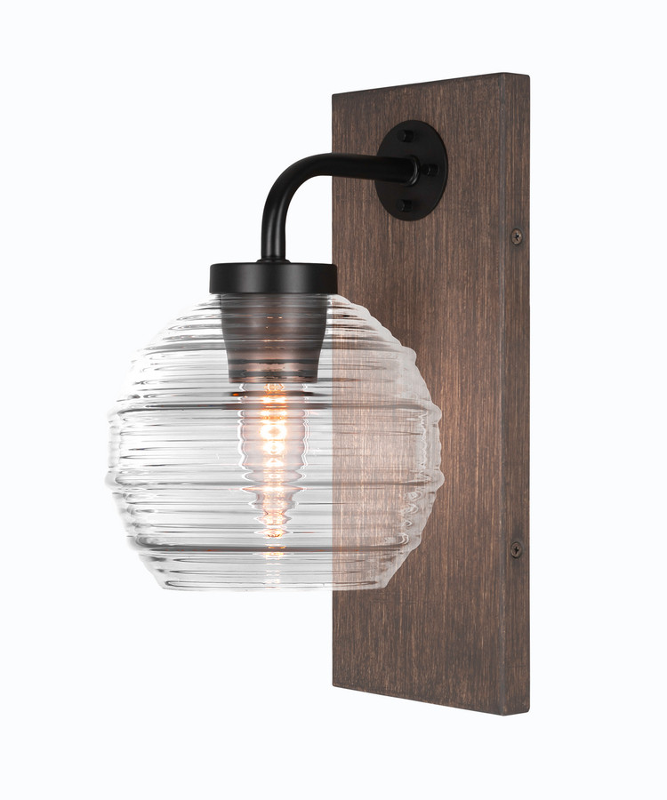 Toltec Lighting - 1771-MBDW-5110 - One Light Wall Sconce - Oxbridge - Matte Black & Painted Distressed Wood-look