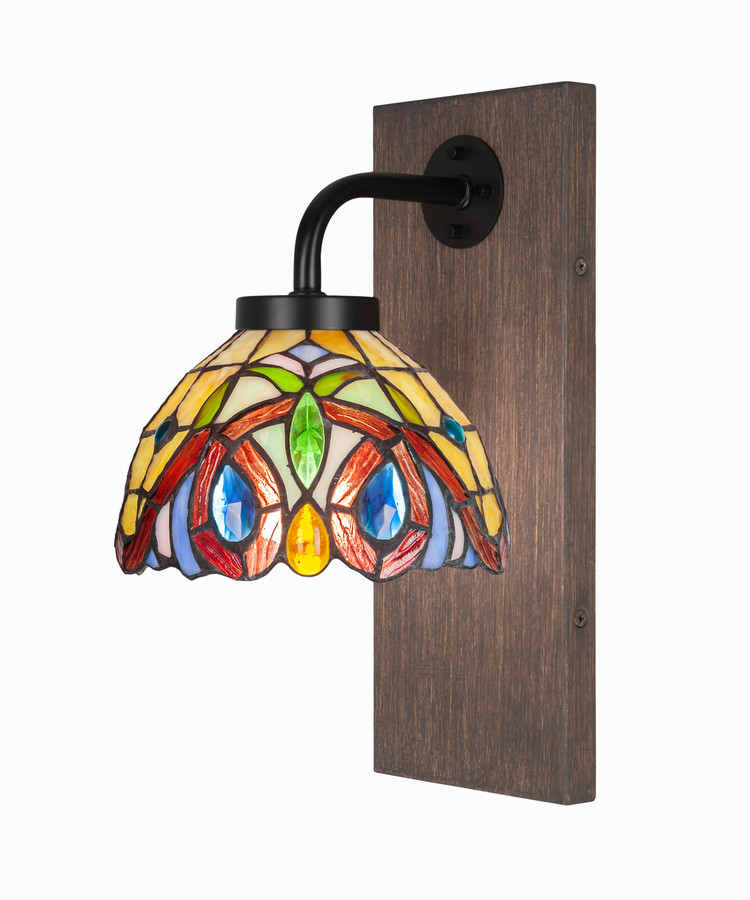 Toltec Lighting - 1771-MBDW-9445 - One Light Wall Sconce - Oxbridge - Matte Black & Painted Distressed Wood-look