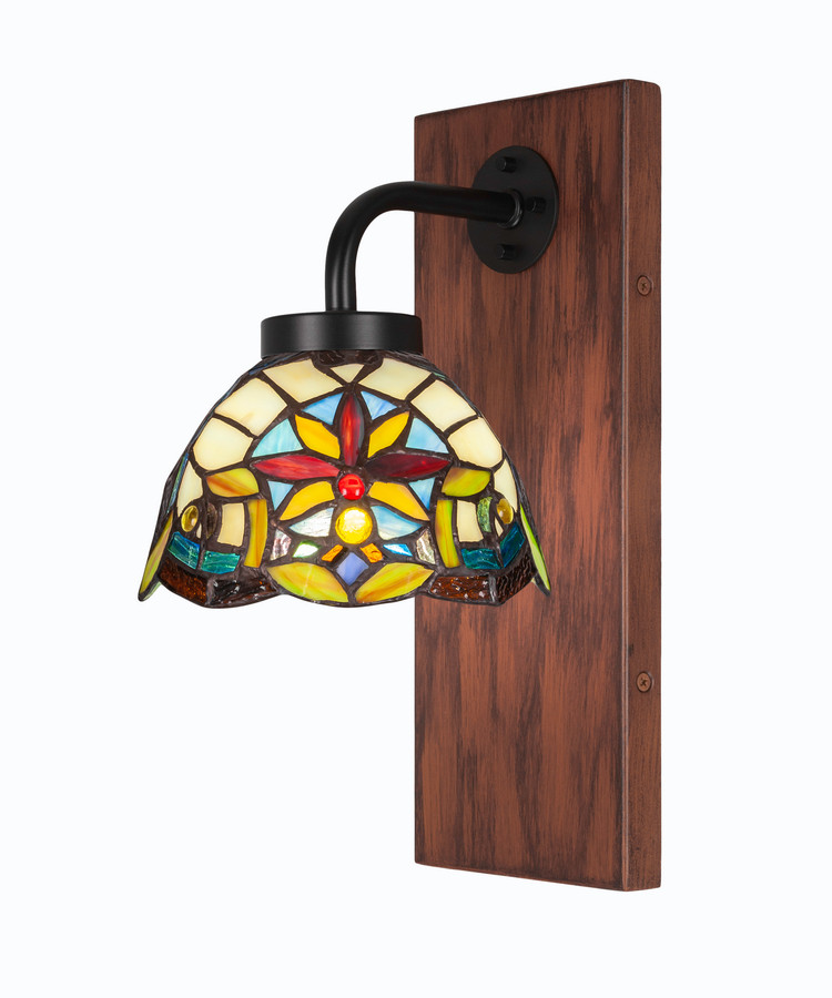 Toltec Lighting - 1771-MBWG-9365 - One Light Wall Sconce - Oxbridge - Matte Black & Painted Wood-look