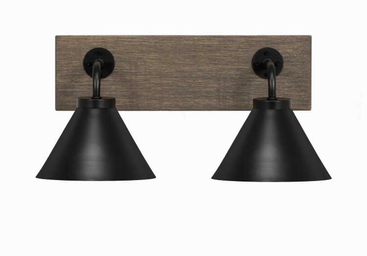 Toltec Lighting - 1772-MBDW-421-MB - Two Light Bathroom Lighting - Oxbridge - Matte Black & Painted Distressed Wood-look