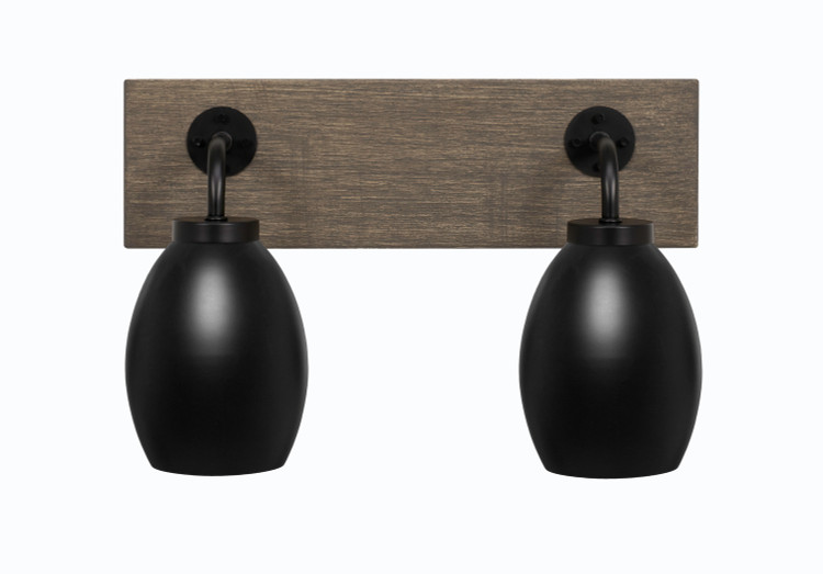 Toltec Lighting - 1772-MBDW-426-MB - Two Light Bathroom Lighting - Oxbridge - Matte Black & Painted Distressed Wood-look