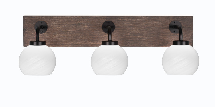Toltec Lighting - 1773-MBDW-4101 - Three Light Bath Bar - Oxbridge - Matte Black & Painted Distressed Wood-look Metal