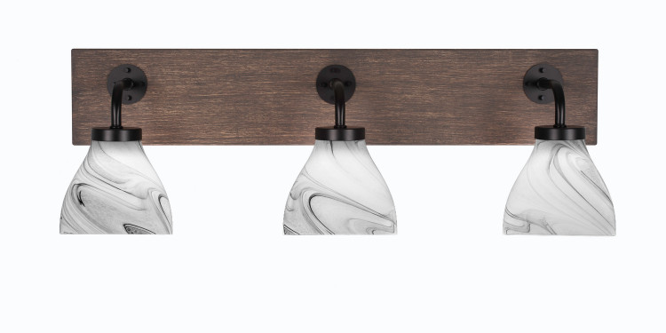 Toltec Lighting - 1773-MBDW-4769 - Three Light Bathroom Lighting - Oxbridge - Matte Black & Painted Distressed Wood-look