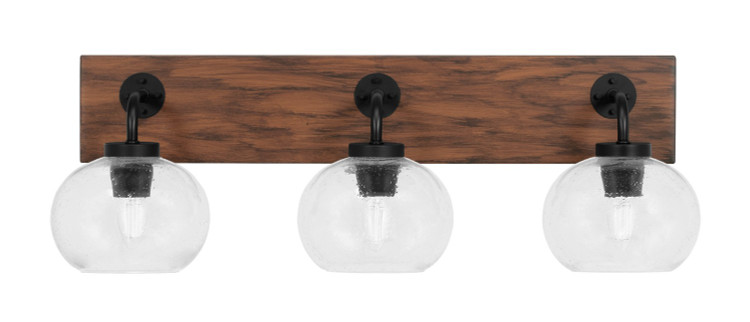 Toltec Lighting - 1773-MBWG-202 - Three Light Bathroom Lighting - Oxbridge - Matte Black & Painted Wood-look