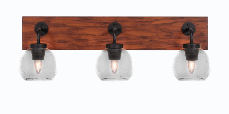Toltec Lighting - 1773-MBWG-4100 - Three Light Bath Bar - Oxbridge - Matte Black & Painted Wood-look Metal