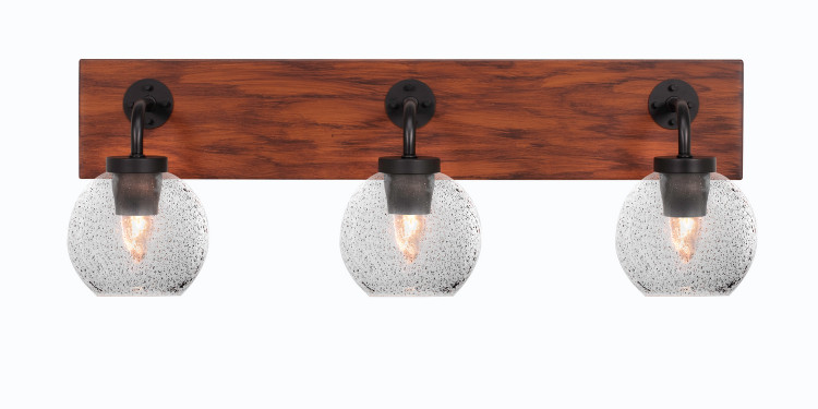 Toltec Lighting - 1773-MBWG-4102 - Three Light Bathroom Lighting - Oxbridge - Matte Black & Painted Wood-look