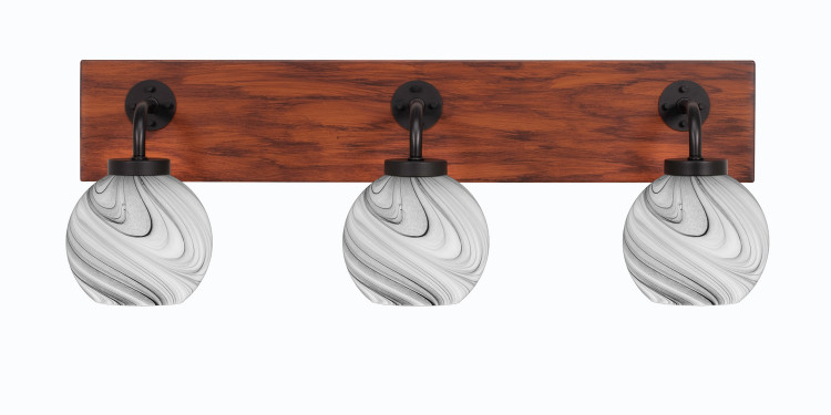 Toltec Lighting - 1773-MBWG-4109 - Three Light Bathroom Lighting - Oxbridge - Matte Black & Painted Wood-look