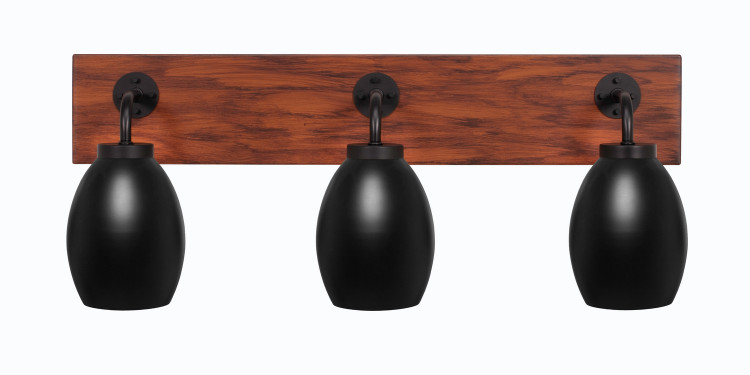 Toltec Lighting - 1773-MBWG-426-MB - Three Light Bathroom Lighting - Oxbridge - Matte Black & Painted Wood-look