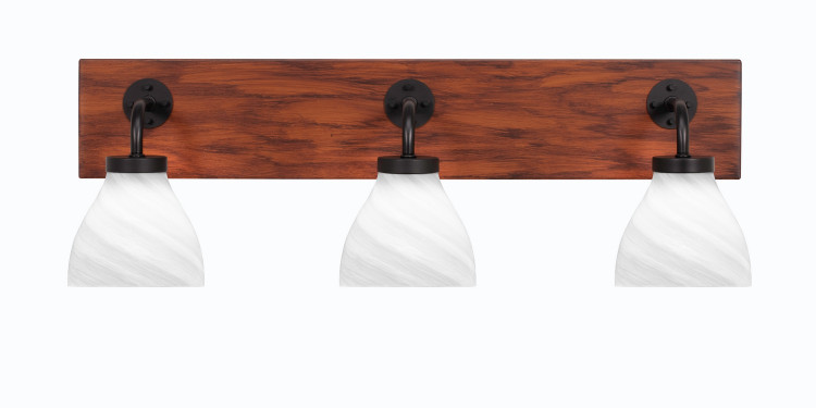 Toltec Lighting - 1773-MBWG-4761 - Three Light Bathroom Lighting - Oxbridge - Matte Black & Painted Wood-look