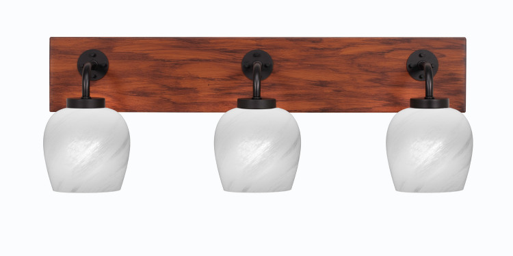 Toltec Lighting - 1773-MBWG-4811 - Three Light Bathroom Lighting - Oxbridge - Matte Black & Painted Wood-look