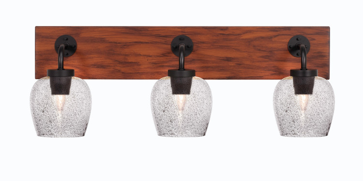 Toltec Lighting - 1773-MBWG-4812 - Three Light Bath Bar - Oxbridge - Matte Black & Painted Wood-look Metal