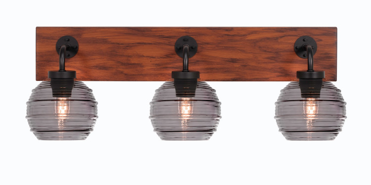 Toltec Lighting - 1773-MBWG-5112 - Three Light Bathroom Lighting - Oxbridge - Matte Black & Painted Wood-look