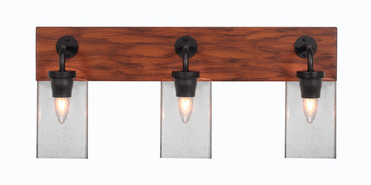 Toltec Lighting - 1773-MBWG-530 - Three Light Bath Bar - Oxbridge - Matte Black & Painted Wood-look Metal