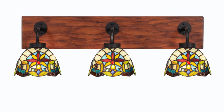 Toltec Lighting - 1773-MBWG-9365 - Three Light Bathroom Lighting - Oxbridge - Matte Black & Painted Wood-look