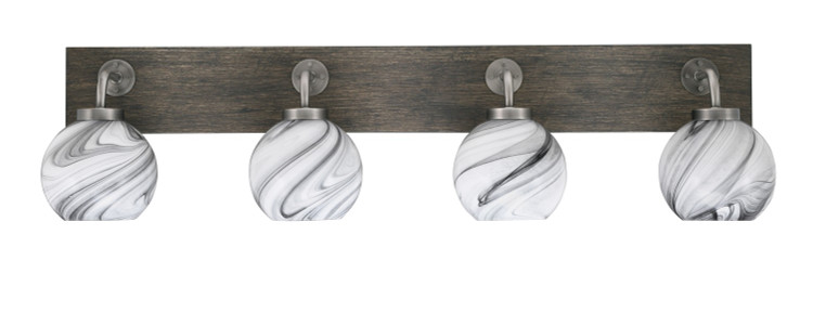 Toltec Lighting - 1774-GPDW-4109 - Four Light Bathroom Lighting - Oxbridge - Graphite & Painted Distressed Wood-look