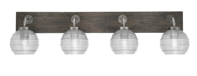 Toltec Lighting - 1774-GPDW-5110 - Four Light Bathroom Lighting - Oxbridge - Graphite & Painted Distressed Wood-look