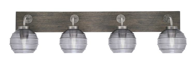 Toltec Lighting - 1774-GPDW-5112 - Four Light Bathroom Lighting - Oxbridge - Graphite & Painted Distressed Wood-look