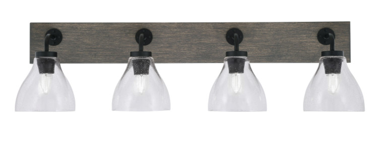Toltec Lighting - 1774-MBDW-4760 - Four Light Bath Bar - Oxbridge - Matte Black & Painted Distressed Wood-look Metal