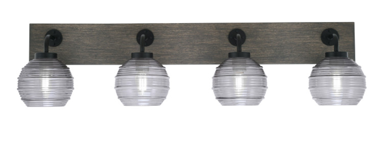 Toltec Lighting - 1774-MBDW-5112 - Four Light Bathroom Lighting - Oxbridge - Matte Black & Painted Distressed Wood-look