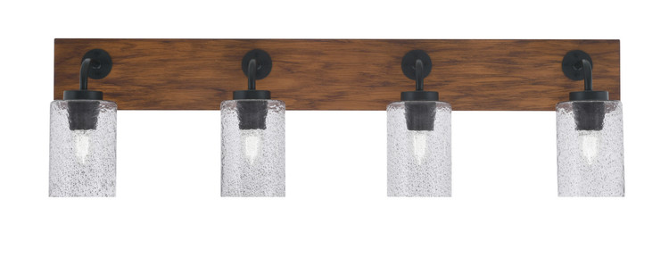 Toltec Lighting - 1774-MBWG-3002 - Four Light Bath Bar - Oxbridge - Matte Black & Painted Wood-look Metal