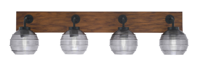 Toltec Lighting - 1774-MBWG-5112 - Four Light Bathroom Lighting - Oxbridge - Matte Black & Painted Wood-look