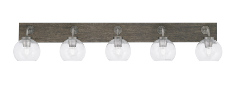 Toltec Lighting - 1775-GPDW-4100 - Five Light Bathroom Lighting - Oxbridge - Graphite & Painted Distressed Wood-look