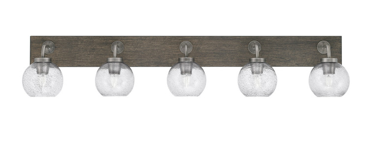 Toltec Lighting - 1775-GPDW-4102 - Five Light Bath Bar - Oxbridge - Graphite & Painted Distressed Wood-look Metal