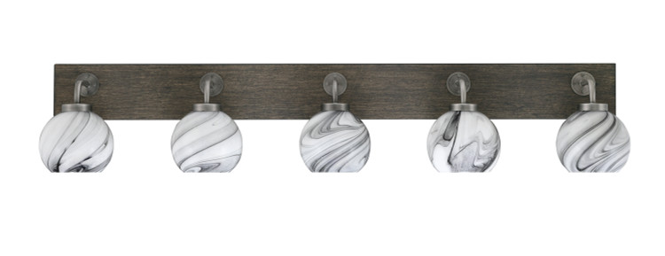 Toltec Lighting - 1775-GPDW-4109 - Five Light Bathroom Lighting - Oxbridge - Graphite & Painted Distressed Wood-look