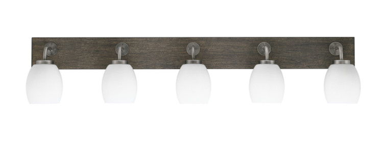 Toltec Lighting - 1775-GPDW-615 - Five Light Bath Bar - Oxbridge - Graphite & Painted Distressed Wood-look Metal