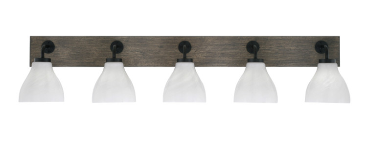 Toltec Lighting - 1775-MBDW-4761 - Five Light Bathroom Lighting - Oxbridge - Matte Black & Painted Distressed Wood-look