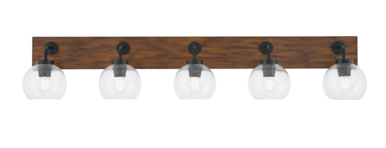 Toltec Lighting - 1775-MBWG-4100 - Five Light Bathroom Lighting - Oxbridge - Matte Black & Painted Wood-look