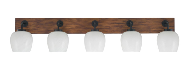 Toltec Lighting - 1775-MBWG-4811 - Five Light Bathroom Lighting - Oxbridge - Matte Black & Painted Wood-look