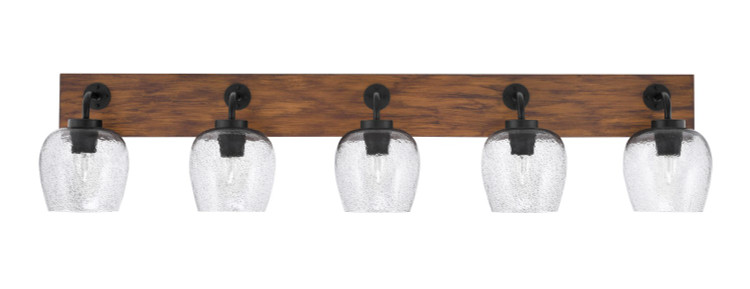 Toltec Lighting - 1775-MBWG-4812 - Five Light Bathroom Lighting - Oxbridge - Matte Black & Painted Wood-look
