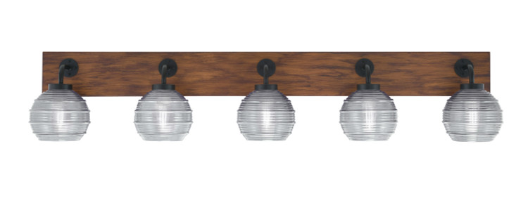 Toltec Lighting - 1775-MBWG-5110 - Five Light Bathroom Lighting - Oxbridge - Matte Black & Painted Wood-look