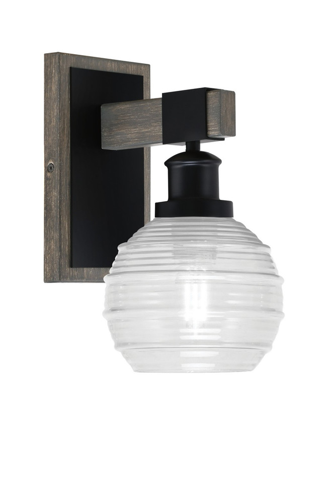 Toltec Lighting - 1841-MBDW-5110 - One Light Wall Sconce - Tacoma - Matte Black & Painted Distressed Wood-look Metal Toltec Lighting - 1841-MBDW-5110 - One Light Wall Sconce - Tacoma - Matte Black & Painted Distressed Wood-look Metal