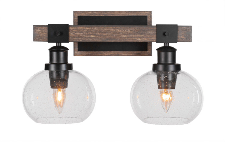 Toltec Lighting - 1842-MBDW-202 - Two Light Bathroom Lighting - Tacoma - Matte Black & Painted Distressed Wood-look
